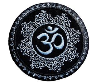 Namaste Patch Embroidered Iron On OHM Spiritual Symbol Fabric Patch by BalkisBoutique!