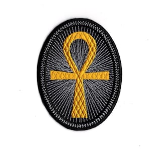 Ankh Cross Patch  Embroidered Iron On Eternal Life Symbol Fabric Ankh Patch