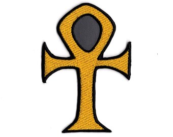 Ankh Cross Embroidered Iron-On Patch - Egyptian Eternal Life Symbol Fabric Badge