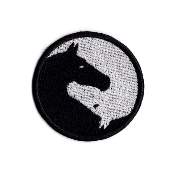 Yin Yang Horse Patch Black & White Embroidered Horse Iron on To Sew on Patch AP 565