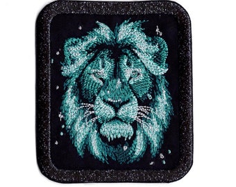 Lion Constellation Embroidered Patch: Iron-On Star Design