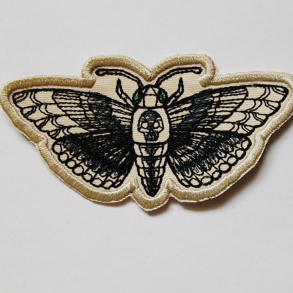 Hawk Moth Patch Iron on  Embroidered Patch Hawk Moth Patch by BalkisBoutique!