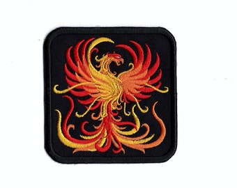 Red Gold Fire Phoenix Iron On Embroidery Patch by BalkisBoutique!