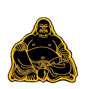 Embroidered Buddha Patch: Iron-On Fabric Buddhist Patch