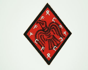 Odins Rabenflagge, aufbügelbarer, gestickter Wikinger-Aufnäher