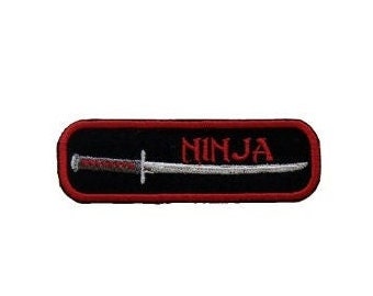 Ninja Katana Sword Iron On Patch Embroidered Fabric Martial Arts Sword Patch by BalkisBoutique!