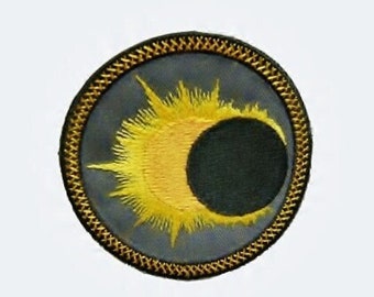 Solar Eclipse Patch Iron On Embroidered Patch Eclipse of the Sun Applique Patch by BalkisBoutique!