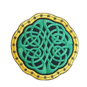 Keltische knoop patch geborduurde opstrijkbare stof Ierse knoop borduurwerk patch van BalkisBoutique!