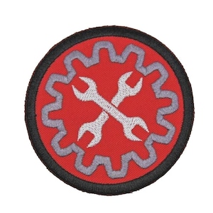 Mechanic Wrench Embroidered  Mechanic's  Tools in Gear Iron On Patch
