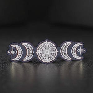 Großer Mondphasen-Stickaufnäher – Wicca-Himmelsapplikation (6,25 Zoll breit)