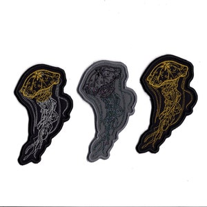 Jellyfish Patch Iron on Fabric Metallic Jellyfish Embroidered Patch Variation Selection By BalkisBoutique!