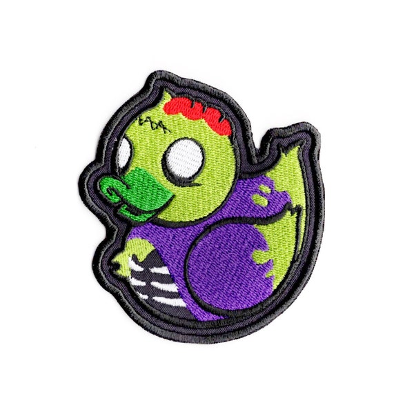 Zombie Ducky Patch   Embroidered Iron On Zombie Duck Fabric Applique Patch by BalkisBoutique!