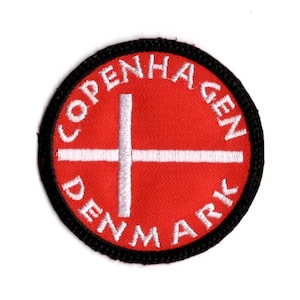 Copenhagen Denmark Iron On Patch - Embroidered Travel Souvenir - On Red Twill Fabric by BalkisBoutique!