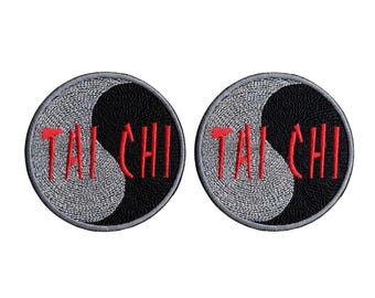 écusson brodé tai chi yin yang – insigne thermocollant de yoga et d'arts martiaux | Individuel ou lot de 2,