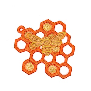 Embroidered Honey Bee Comb Patch - Save the Bees Applique