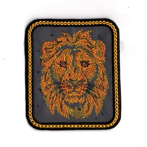 Lion Iron On Patch Embroidered King of the Jungle Safari Fabric Patch Variation by BalkisBoutique! Black Accent Lion