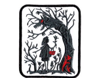 Red Riding Hood Patch Embroidered Iron On Story Book Scary Wolf Patch by BalkisBoutique!