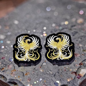 Aufnäher „Phönix“ in Metallic-Gold und Silber – Mythisches Feuervogel-Abzeichen (zum Aufbügeln/Aufnähen)