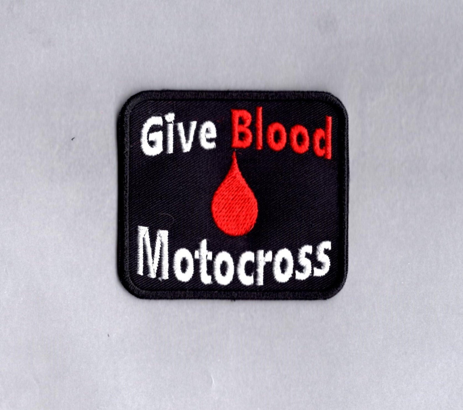 GIVE BLOOD PATCH Donate Blood to MotorCross Crest Iron on to Etsy