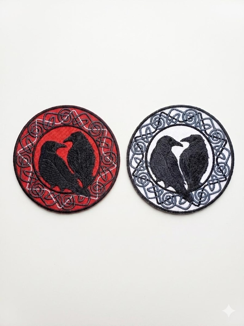 Celtic Crow Embroidered Patch – Choose Red or White Twill – Hand ...