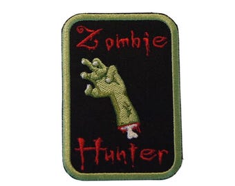 Zombie Hunter Iron On Patch Embroidered Fabric Zombie Crest by BalkisBoutique!