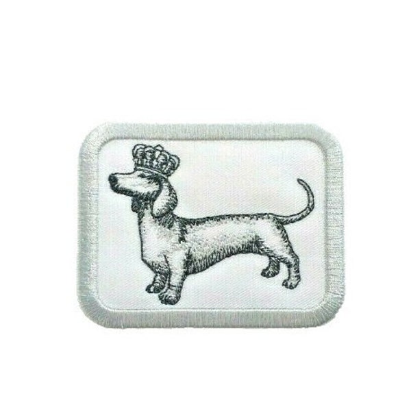 Dachshund in Crown Patch Embroidered Iron on Royal Wiener Dog Fabric Patch by BalkisBoutique!