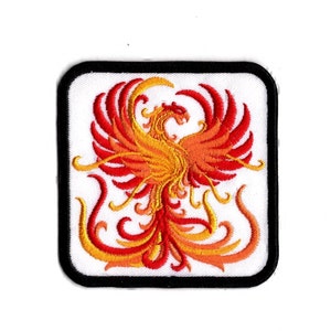 Fire Phoenix Iron On Embroidered Red & Gold Phoenix Fabric Patch by BalkisBoutique!
