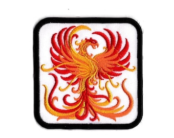 Fire Phoenix Iron On Embroidered Red & Gold Phoenix Fabric Patch by BalkisBoutique!