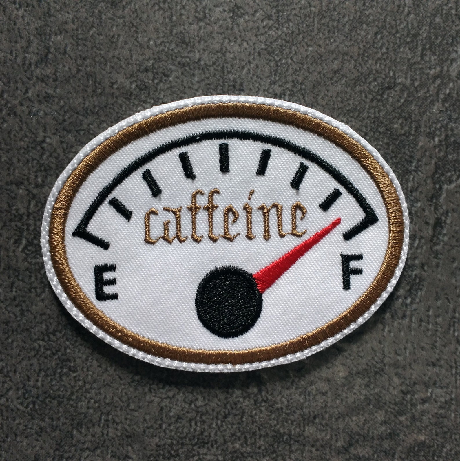 Caffeine Gauge Level Patch Embroidered Caffeinated Iron Patch Etsy