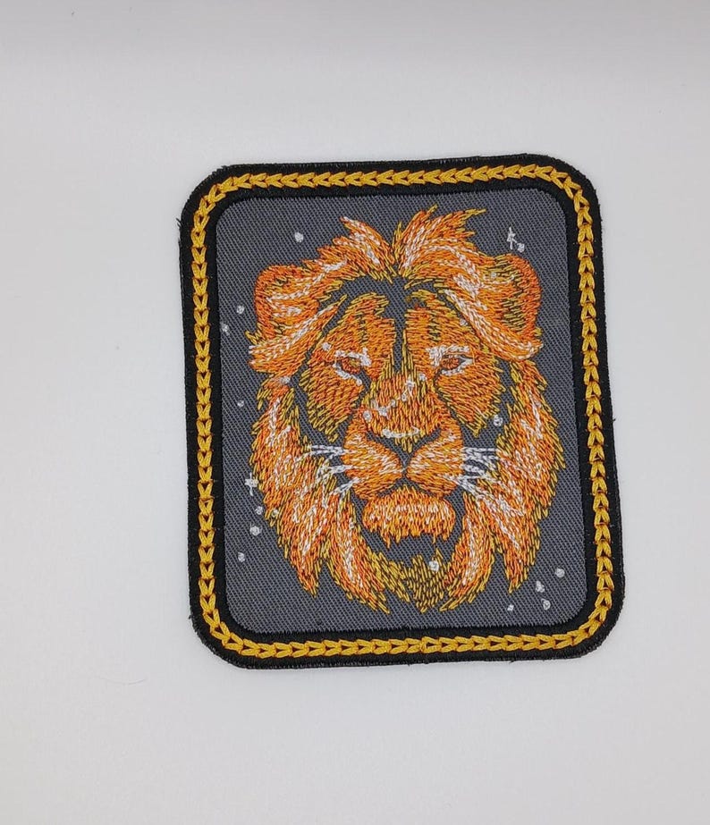 Lion Iron On Patch Embroidered King of the Jungle Safari Fabric Patch Variation by BalkisBoutique! White Lion Accent