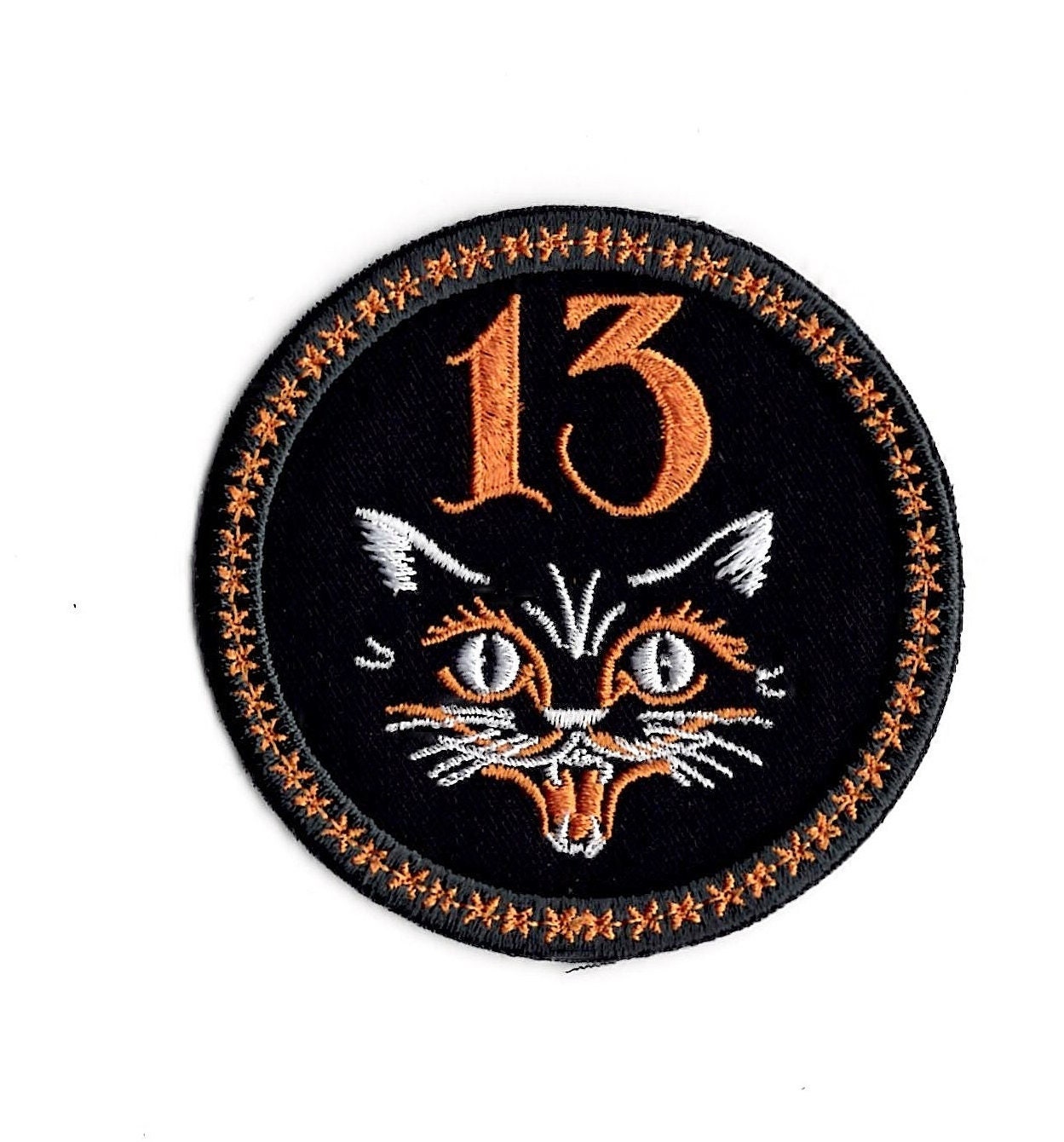 Number 13 Iron On Patch Embroidered Fabric Black Cat Number Thirteen  Patch by BalkisBoutique!