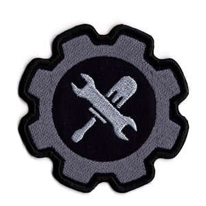 Mechanic Gear Patch Iron on Patch Embroidered Fabric Wrench Crest Patch