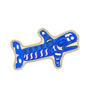 Whale Embroidered Iron-On Patch | Native Art Style Fabric Patch by BalkisBoutique