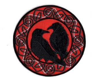 Celtic Crow's Patch Embroidered Iron On Celtic Crow Patch Black Bird's Fabric Patch by BalkisBoutique!