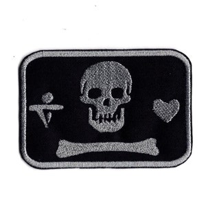 Patch drapeau pirate Stede Bonnet en argent métallique brodé au fer sur une carte au trésor pirate Patch drapeau pirate en tissu par BalkisBoutique !