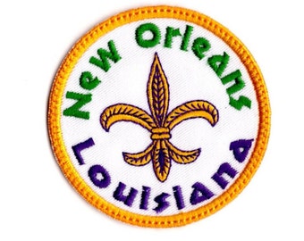New Orleans Louisiana Patch Embroidered Iron on Mardi Gras Travel Souvenir Fabric Patch