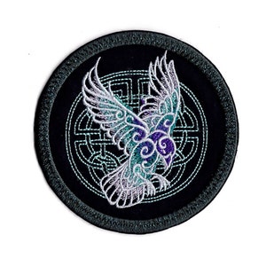 Celtic Crow Embroidered Iron On Patch - Hand-Finished Embroidered  Patch with Celtic Design by BalkisBoutique!