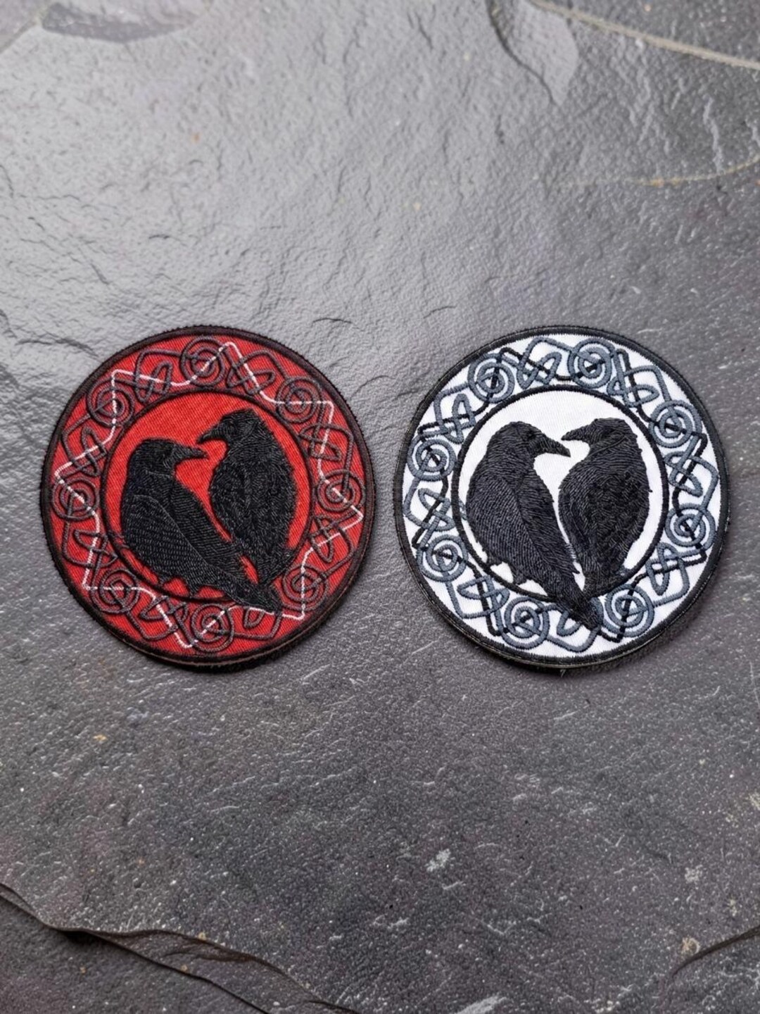 Celtic Crow Embroidered Patch – Choose Red or White Twill – Hand ...