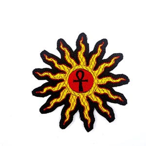 Geborduurd Ankh-zon embleem, Egyptisch symbool, opstrijkbaar embleem (3,75 inch)