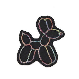 Balloon Animal Dog Iron On Patch Embroidered Fabric Colorful Rainbow Circus Dog Balloon Animal Patch by BalkisBoutique!