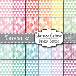Pastel Digital Paper, Triangle Digital Paper, Aqua Digital Pattern, Peach Digital Paper, Lavender Digital Paper
