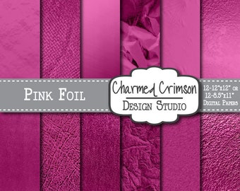 Pink Foil Textures, Pink Digital Paper, Pink Metallic Paper, Pink Foil Paper, Metallic Digital Paper