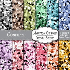 Confetti Digital Paper, Purple Paper, Confetti Pattern, Purple Red Orange Blue Green Teal Burgundy Brown Paper, Confetti Background