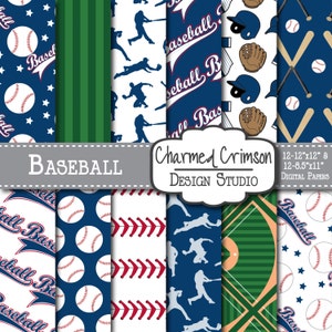 Digitales Papier, Baseball digitales Papier, Baseball digitales Muster, Baseball-Feld-Papier, Marine Digital Papier blau