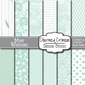 Mint Hochzeit Papier, Hochzeit Papier, Mint digitales Muster, Blumen digitales Papier, Herz digitale Papier, Spitzenpapier