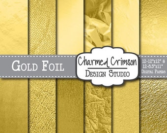 Metallic Gold Paper, Gold Digital Paper, Gold Metallic Paper, Gold Foil Paper, Metallic Digital Paper, Gold Foil