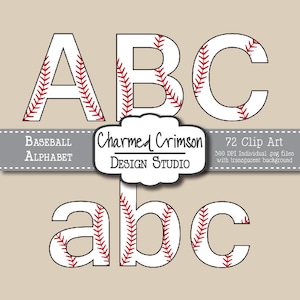 Baseball Digital Alphabet, Baseball Digital Clipart, Baseball Clipart, Baseball Numbers Clipart, Baseball Letters Clipart