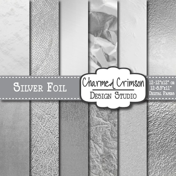 Silver Foil Textures Silver Digital Paper Silver Metallic Etsy