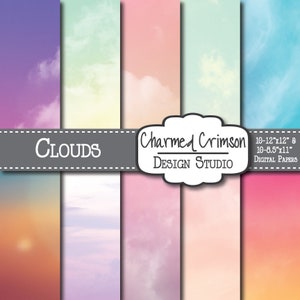 Sky Digital Paper, Cloud Digital Paper, Sky Backdrop, Sunrise Art, Daytime Sky Digital Paper, Pastel Background