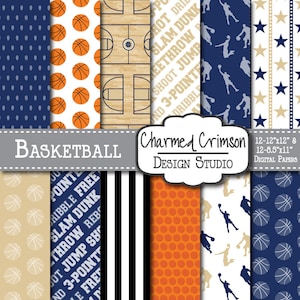 Papel digital azul, baloncesto digital papel, patrón digital de la marina, papel estrella de oro, azul baloncesto digital papel textura